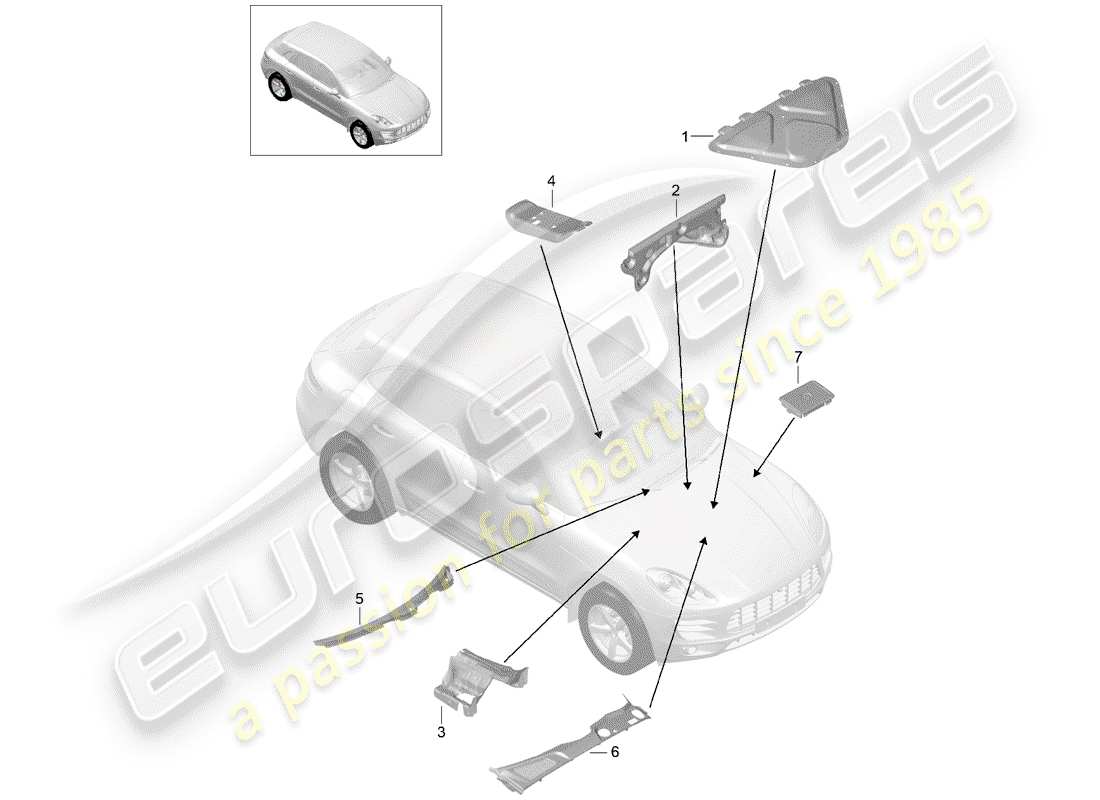porsche 2018 (macan) sound absorber part diagram