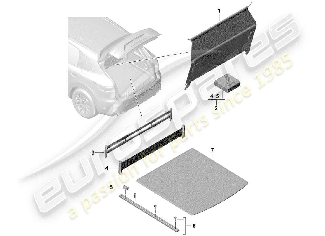 porsche 2019 (cayenne e3 9ya/9yb) boot lining part diagram