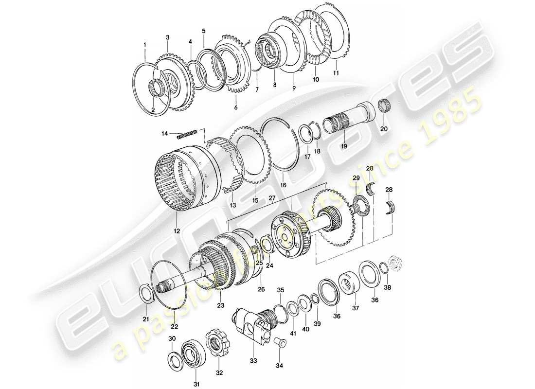porsche 1981 (928) gears and shafts - 2 - automatic transmission part diagram