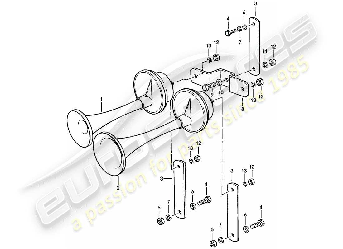 porsche 1981 (928) fanfare horn part diagram