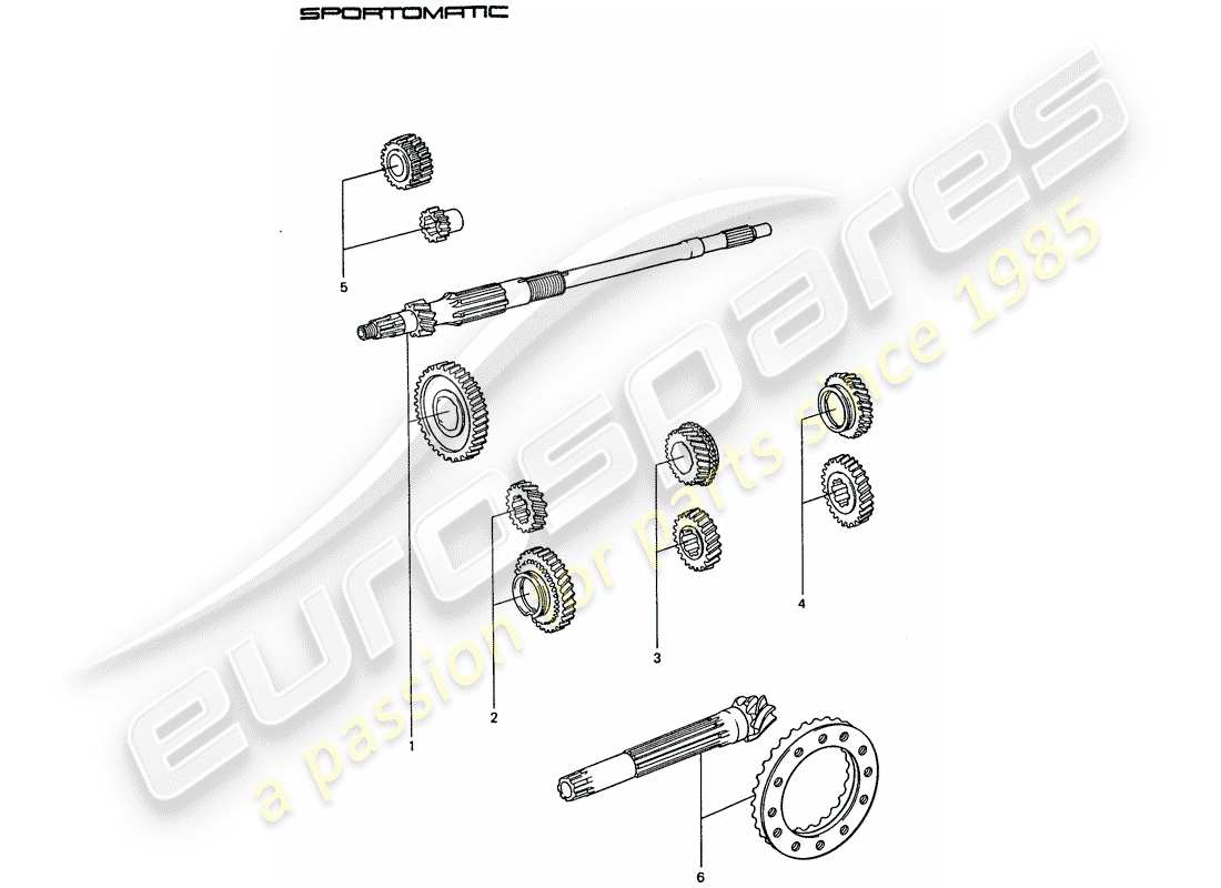 porsche 1977 (911) gear wheel sets part diagram