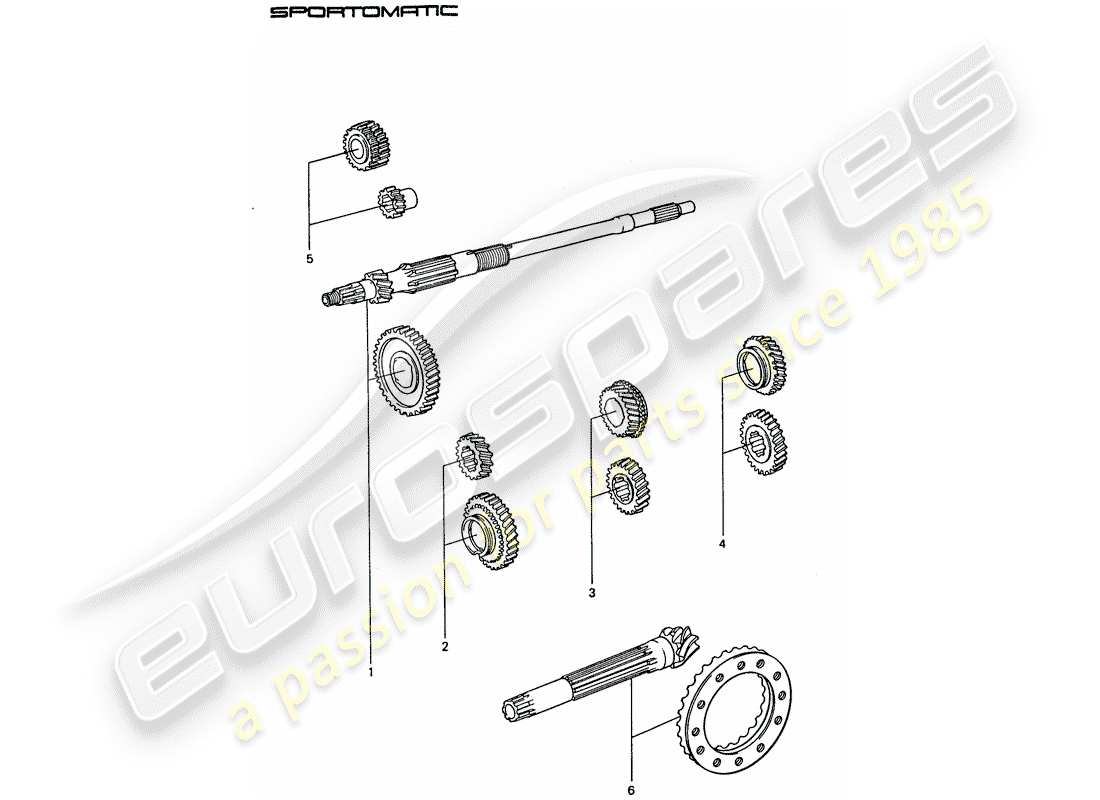 porsche 911 (1977) gear wheel sets part diagram