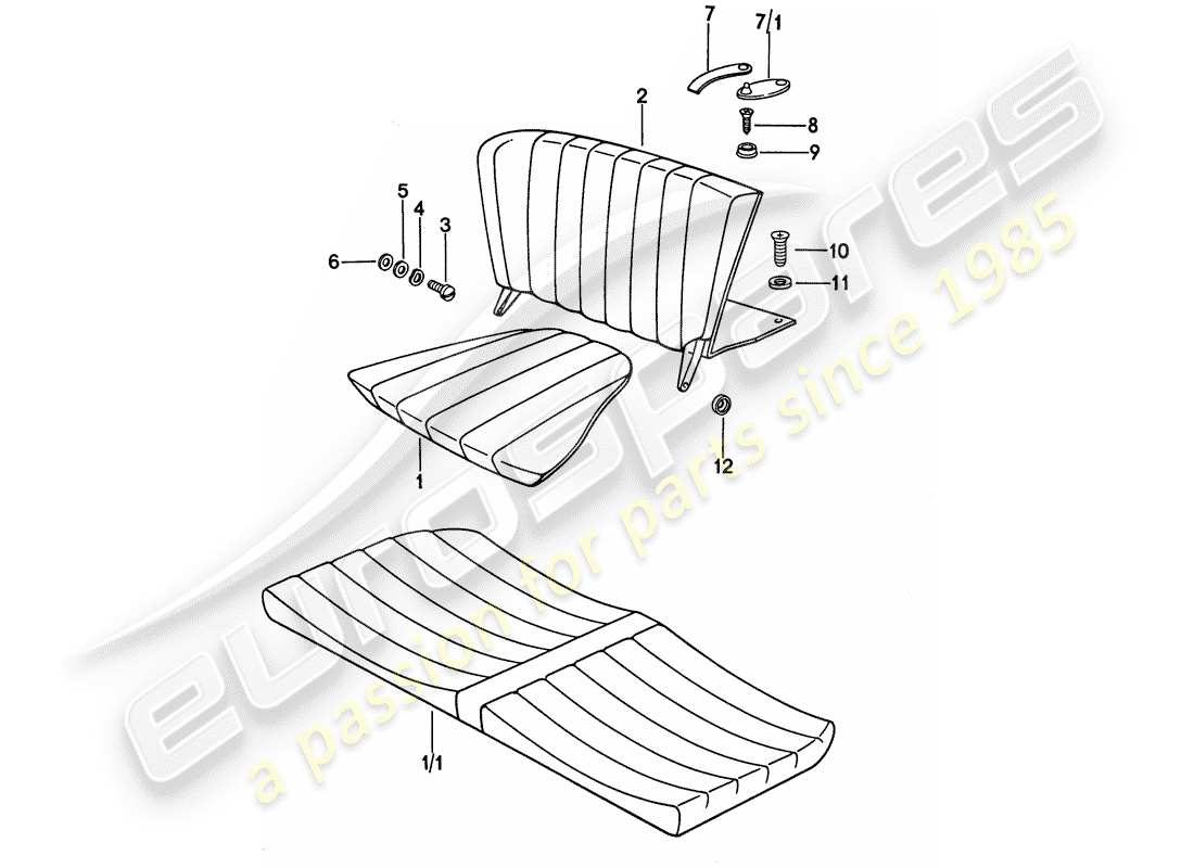 porsche 1977 (911) emergency seat part diagram