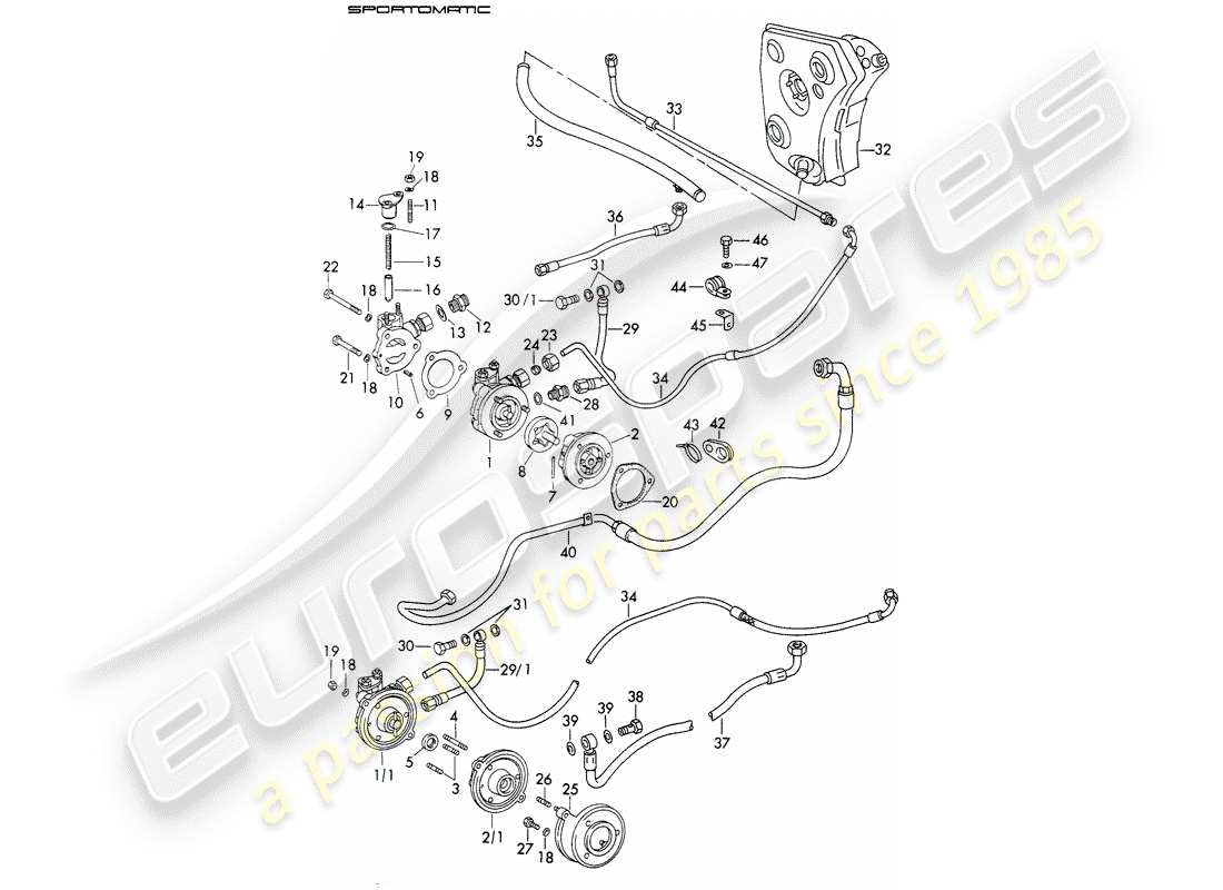porsche 1971 (911) oil supply - for - torque converter - sportomatic - d - mj 1972>> - mj 1972 part diagram