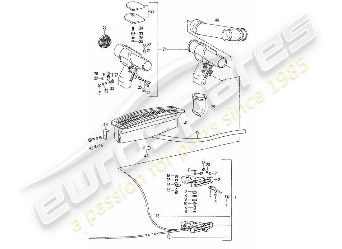 porsche 1963 (356b/356c) ventilation part diagram