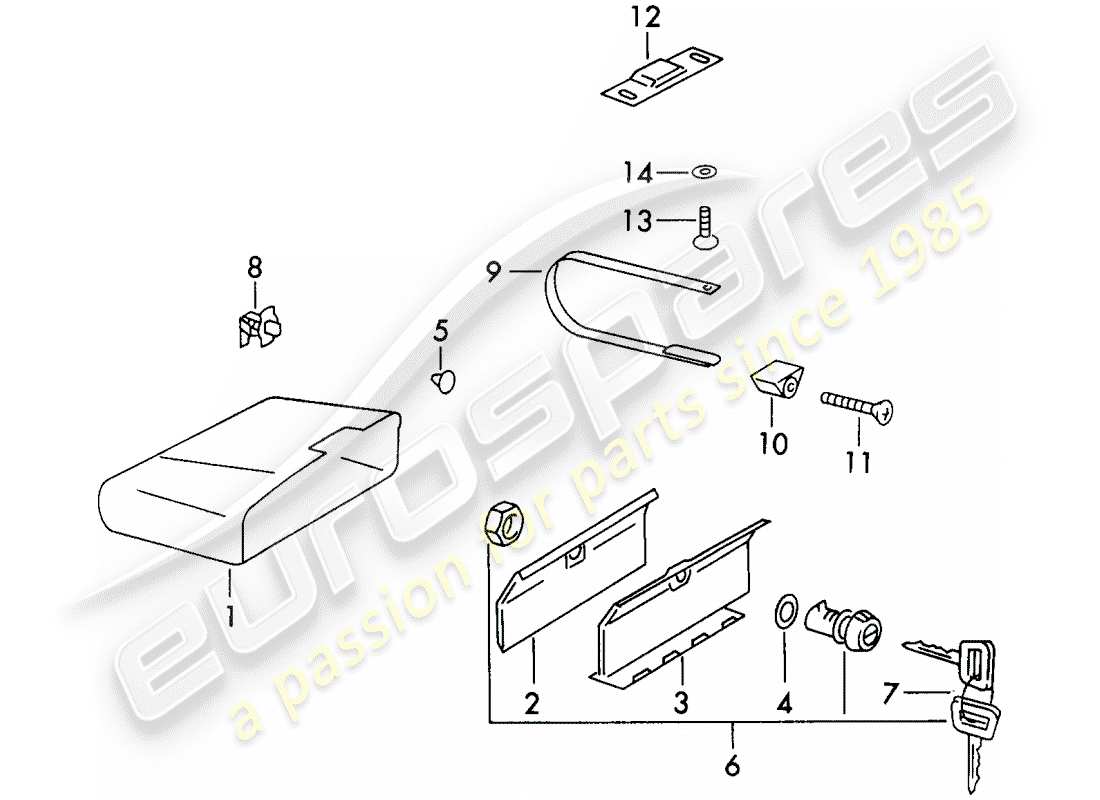 porsche 1971 (911) glove box - d - mj 1971>> part diagram