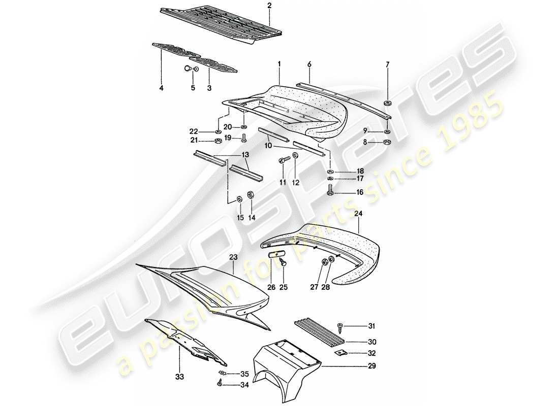 porsche 1977 (911) rear spoiler part diagram