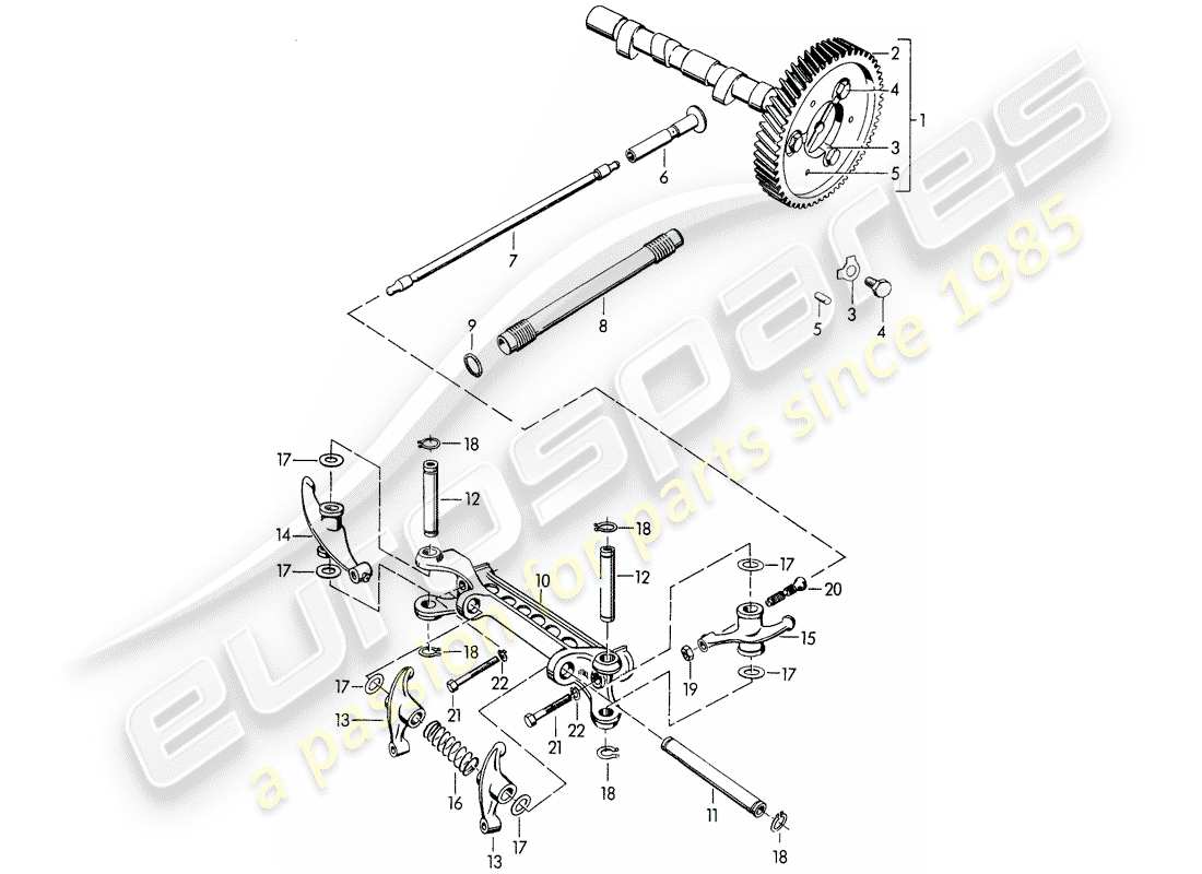 porsche 1955 (356/356a) camshaft - m 22 001 >> - m 50 101 >> - m 33 901 >> - m 41 001 >> - m 60 001 >> - m 80 001 >> part diagram