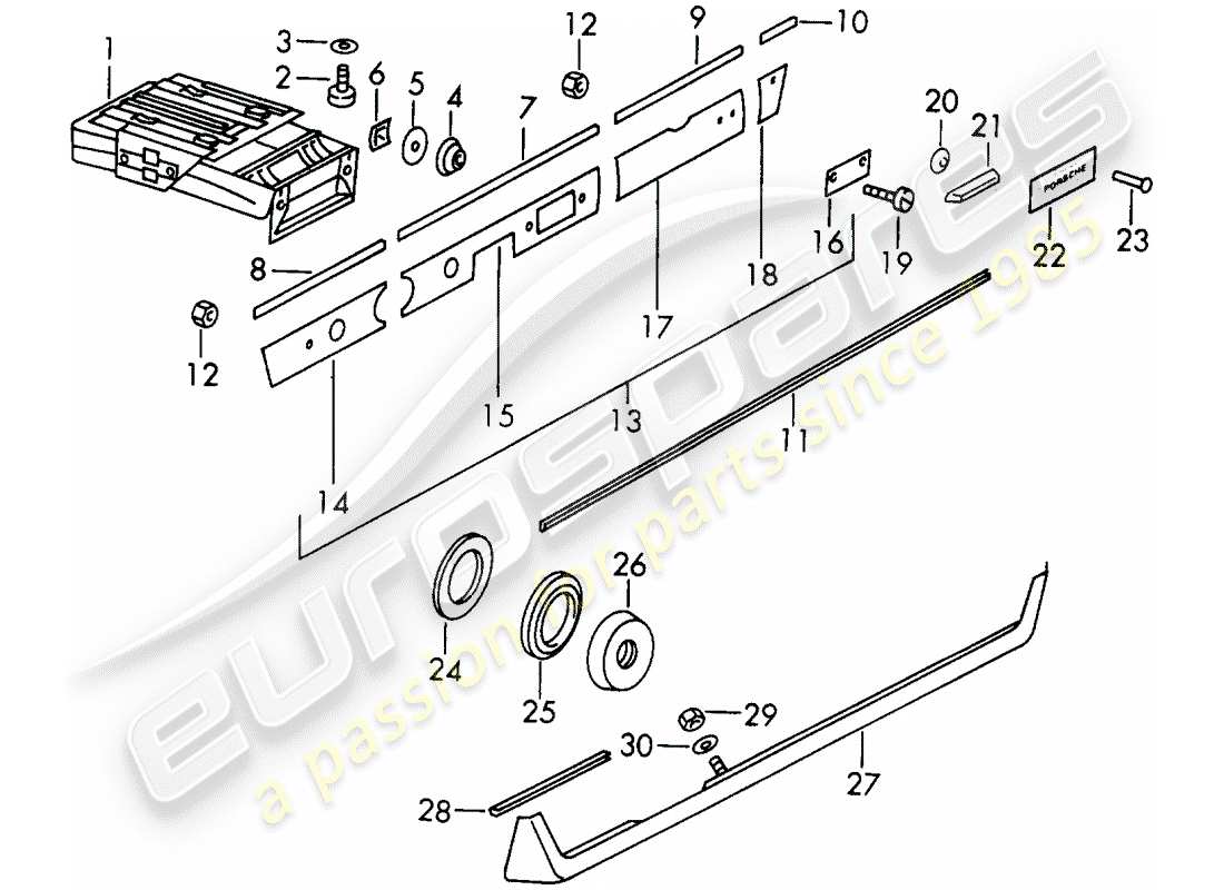 porsche 1969 (911/912) ashtray - trim cover - d >> - mj 1968 part diagram