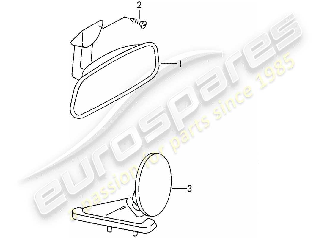 porsche 1969 (911/912) rear view mirror inner - rear view mirror part diagram