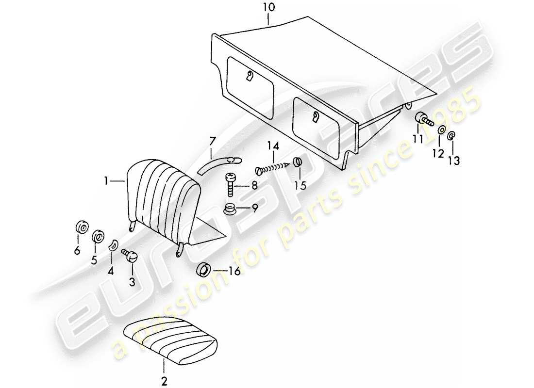 porsche 1969 (911/912) emergency seat part diagram