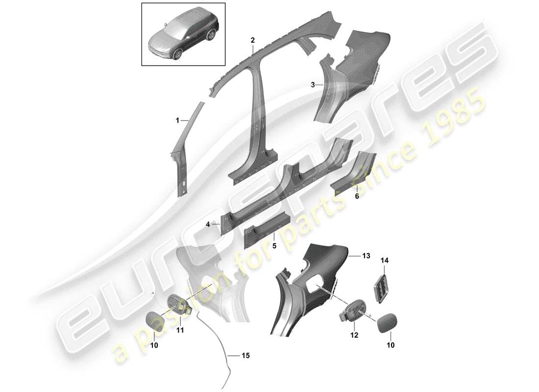 porsche 2020 (cayenne e3 9ya/9yb) side panel part diagram