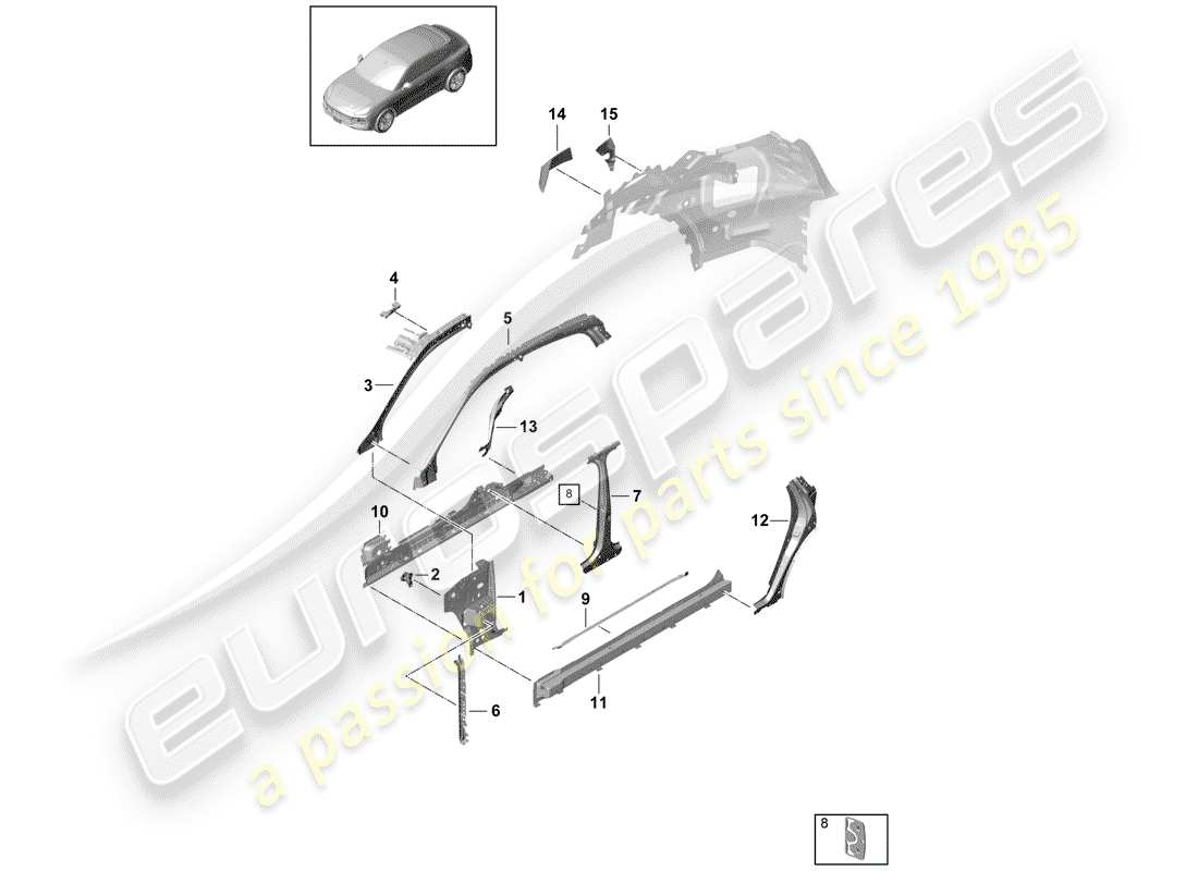 porsche 2020 (cayenne e3 9ya/9yb) side panel part diagram