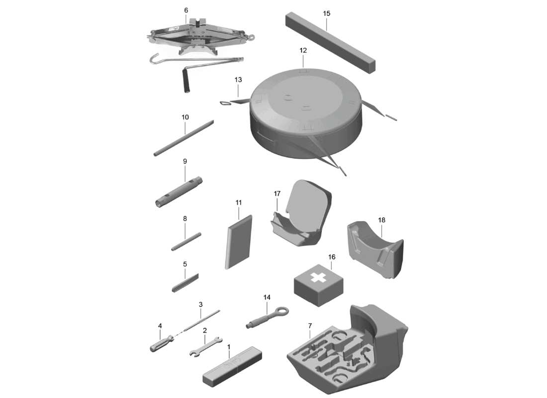porsche 2020 (718 cayman) tool part diagram