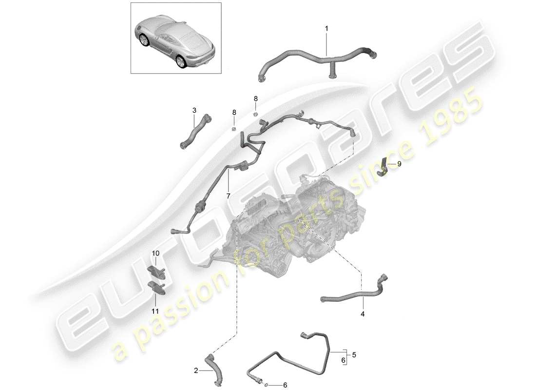 porsche 2020 (718 cayman) crankcase part diagram