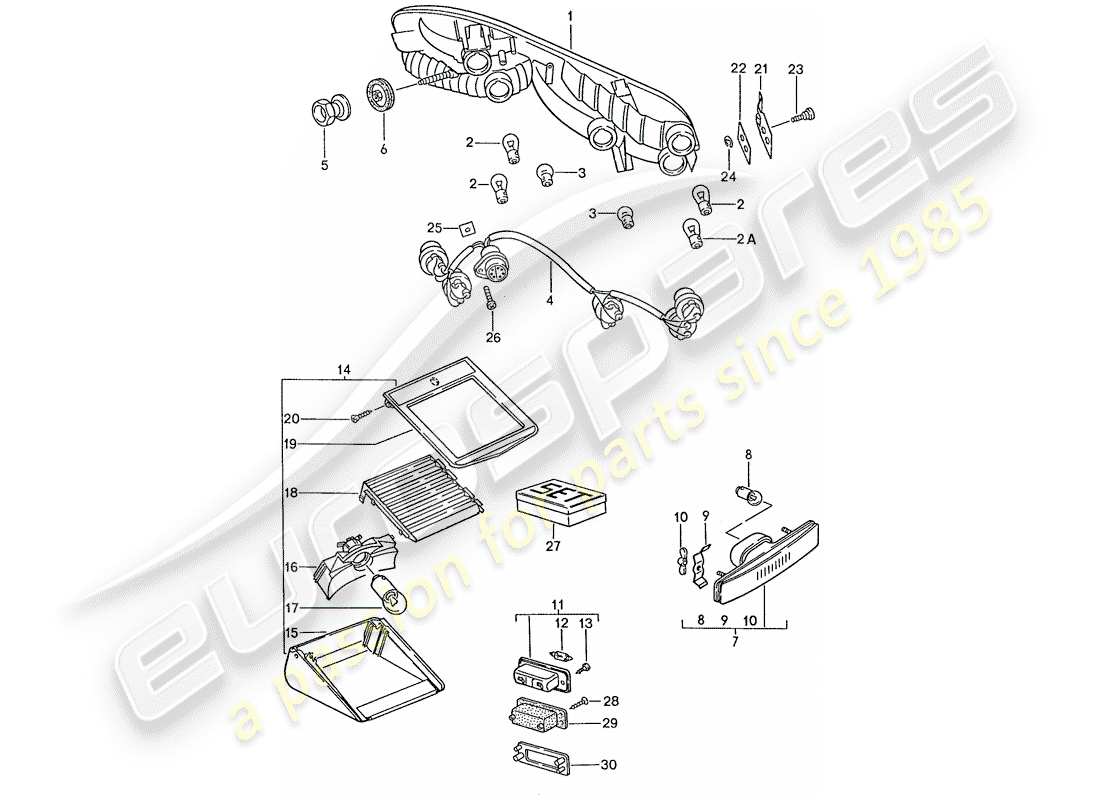 porsche 1989 (928) rear light part diagram