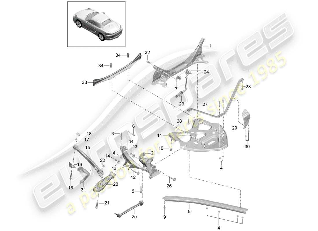 porsche 2019 (718 boxster) rear axle part diagram