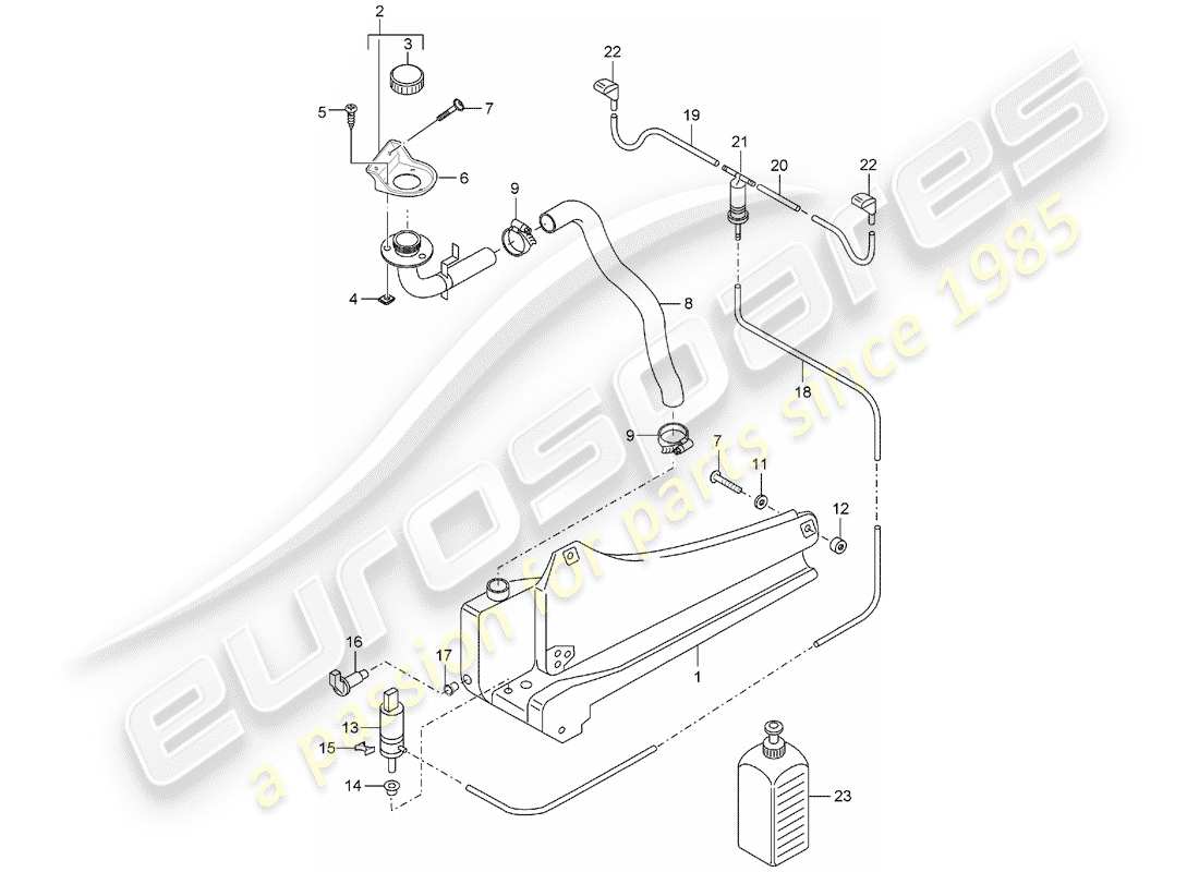 porsche 2006 (carrera gt) windshield washer unit parts diagram
