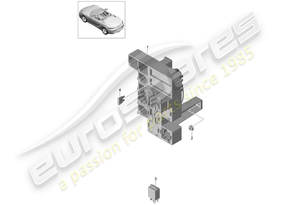 porsche 2020 (718 boxster) fuse box/relay plate part diagram