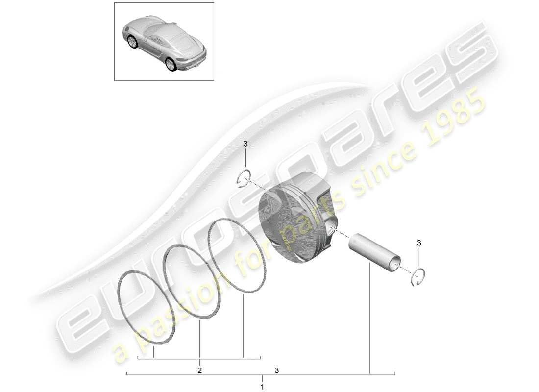 porsche 2020 (718 cayman) piston part diagram