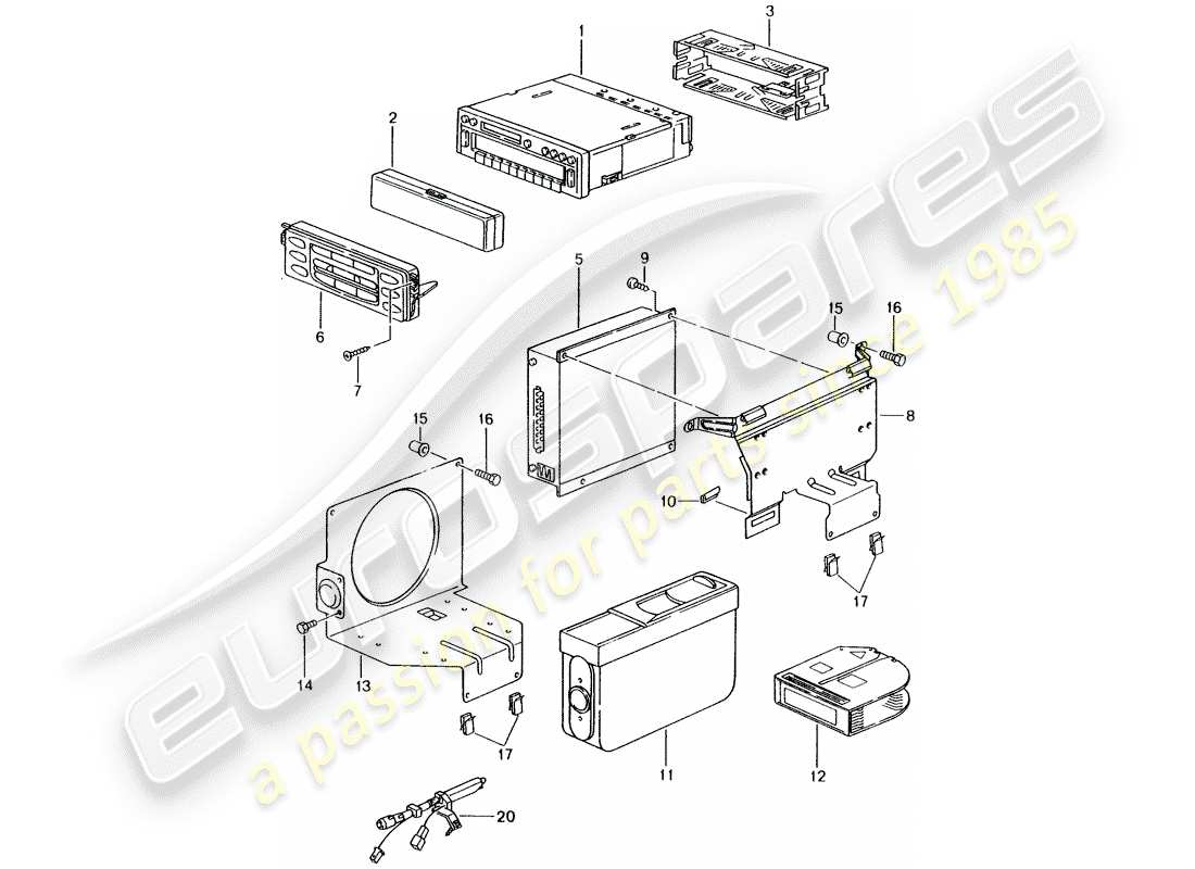 porsche boxster 986 (2003) radio unit - amplifier - d >> - mj 2002 part diagram