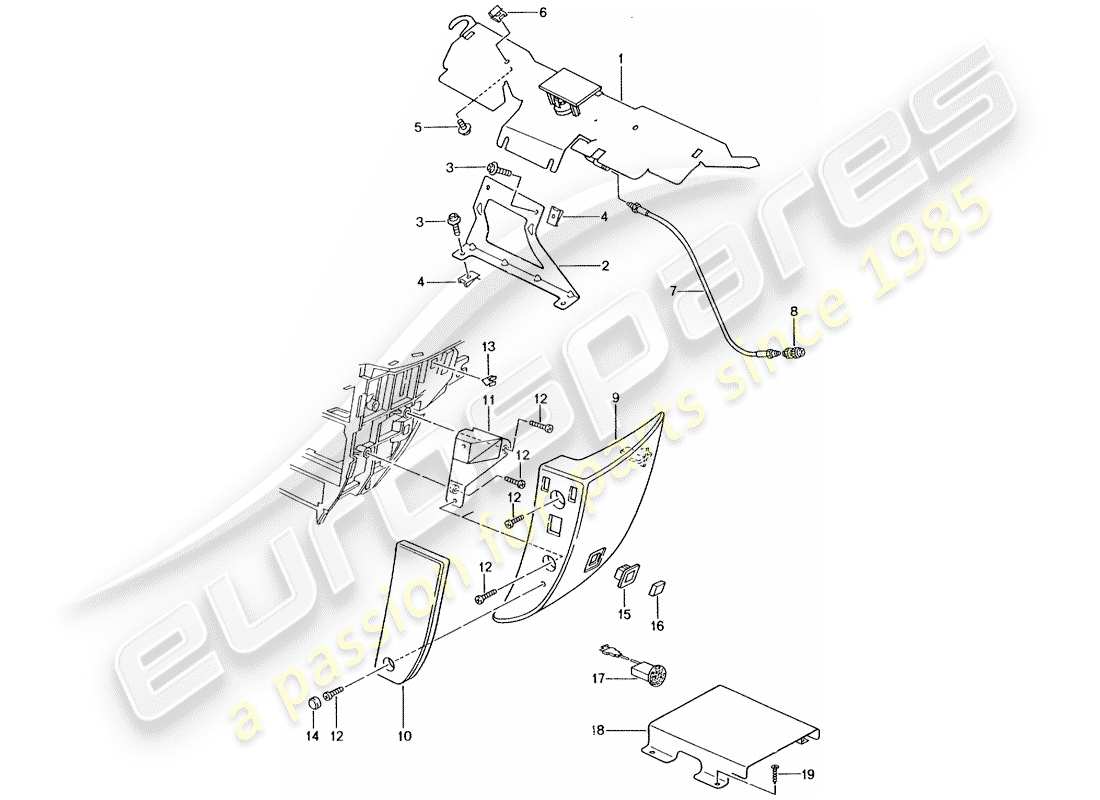 porsche 2002 (996 turbo / gt2) phone preparation part diagram