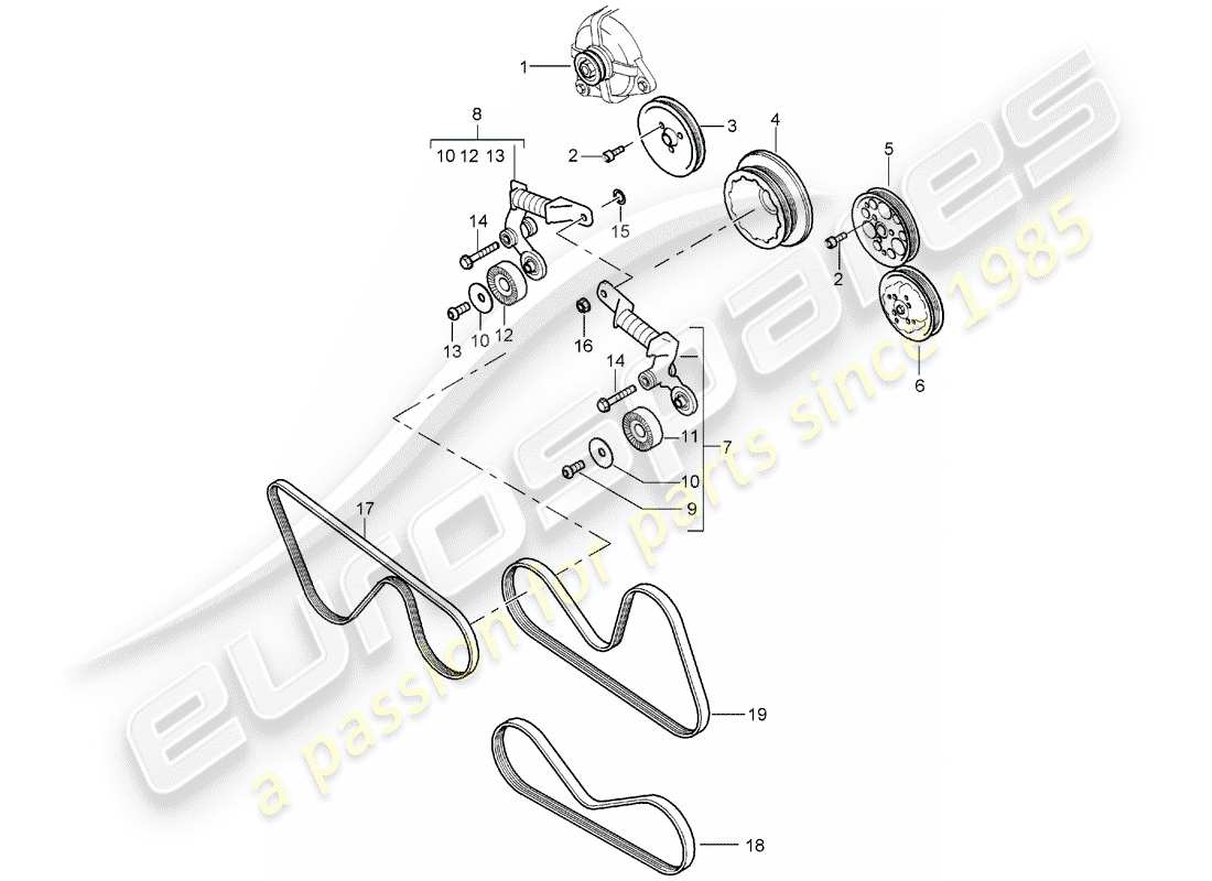 porsche 2006 (carrera gt) belt tensioner - belt drive parts diagram