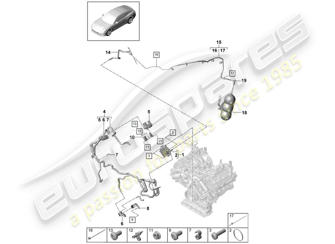 porsche 2019 (panamera 971-1) vacuum system part diagram
