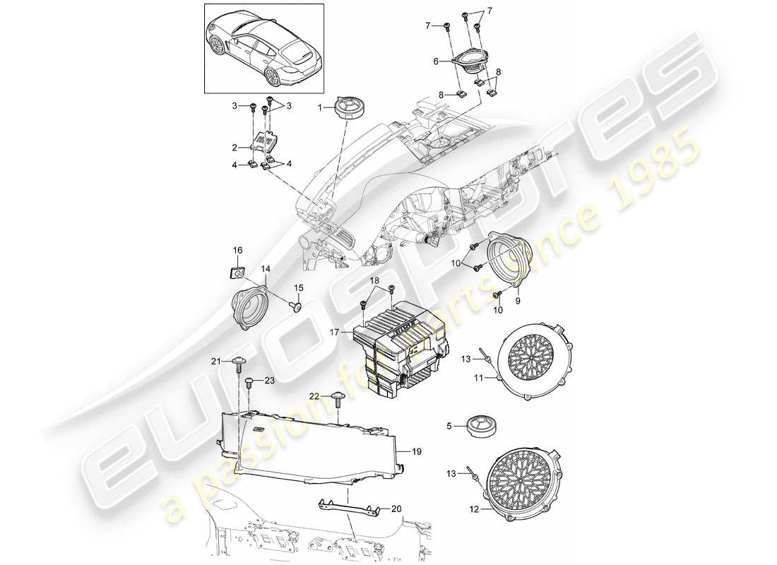 porsche panamera 970 (2016) loudspeaker part diagram