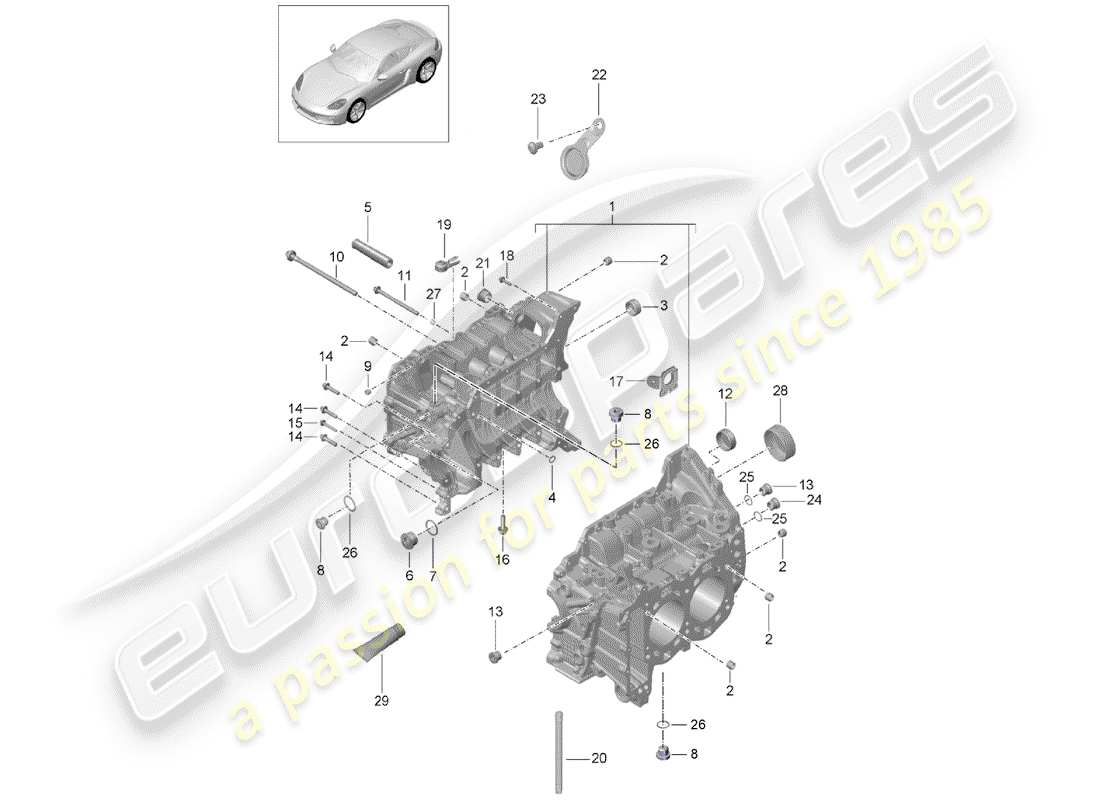 porsche 2018 (718 cayman) crankcase part diagram