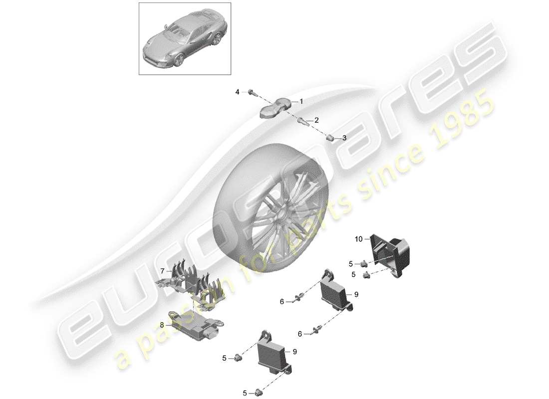 porsche 2015 (991-1 turbo) tire pressure control system part diagram