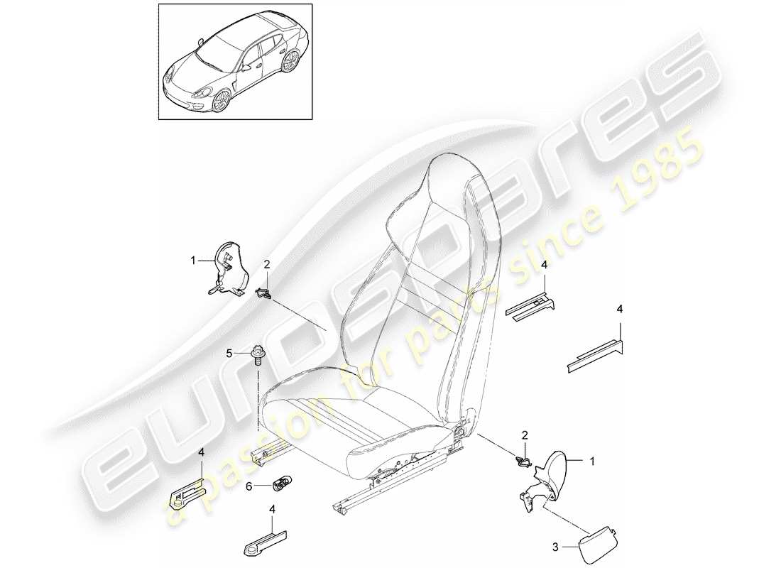 porsche panamera 970 (2016) sports seat part diagram