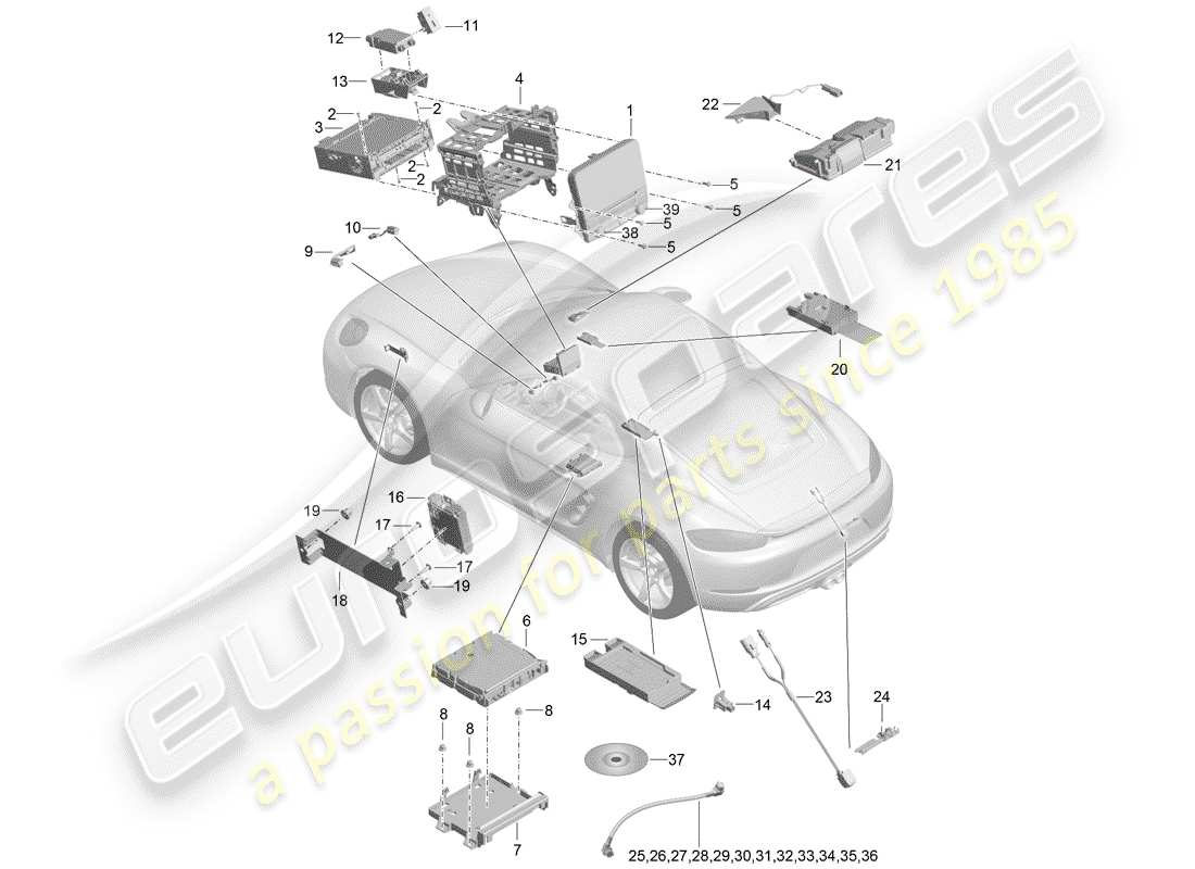 porsche 2019 (718 cayman) operating unit part diagram