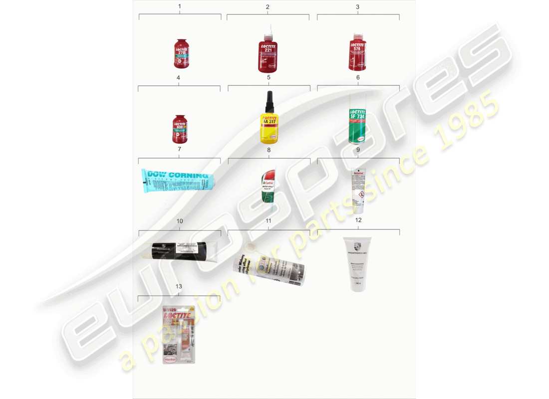 porsche 2000 (986 boxster) locking fluid adhesive and sealant parts diagram