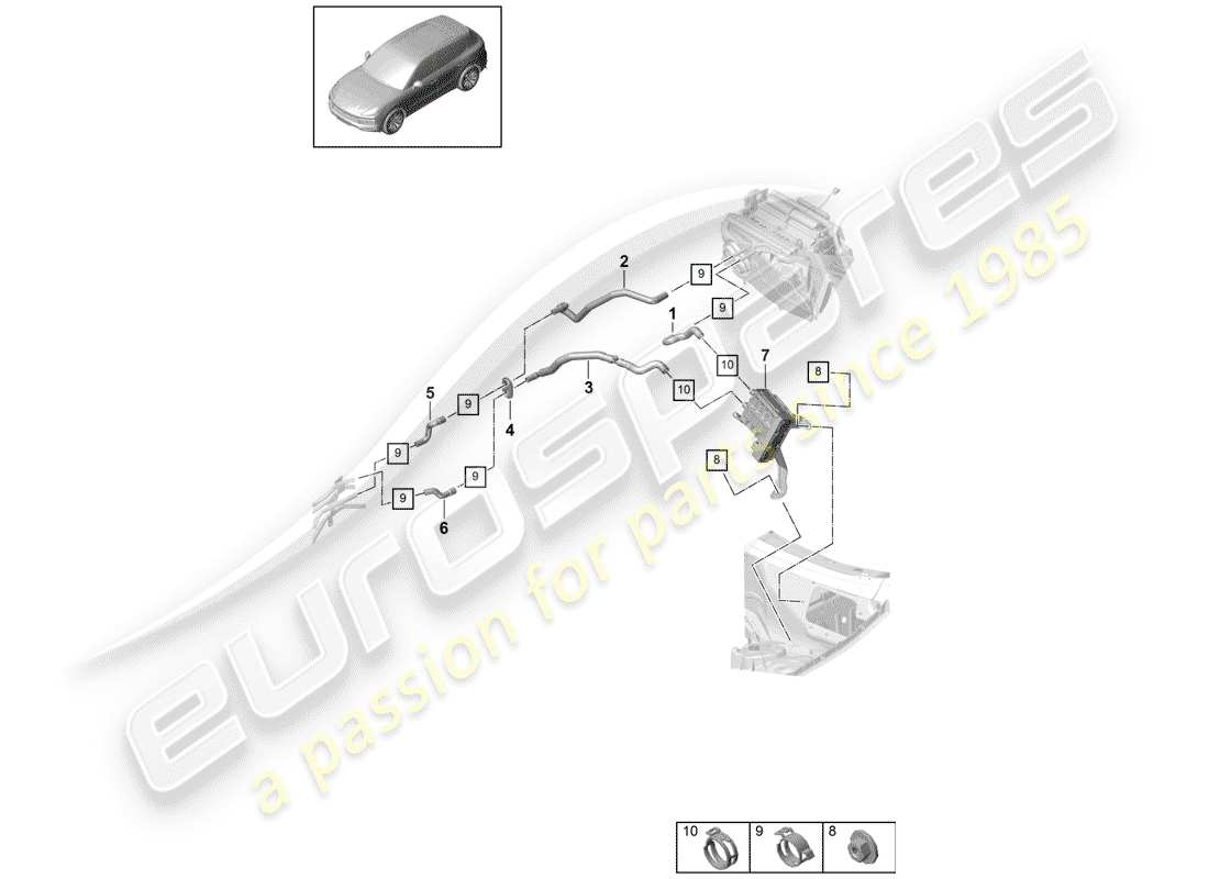 porsche 2020 (cayenne e3 9ya/9yb) heater part diagram