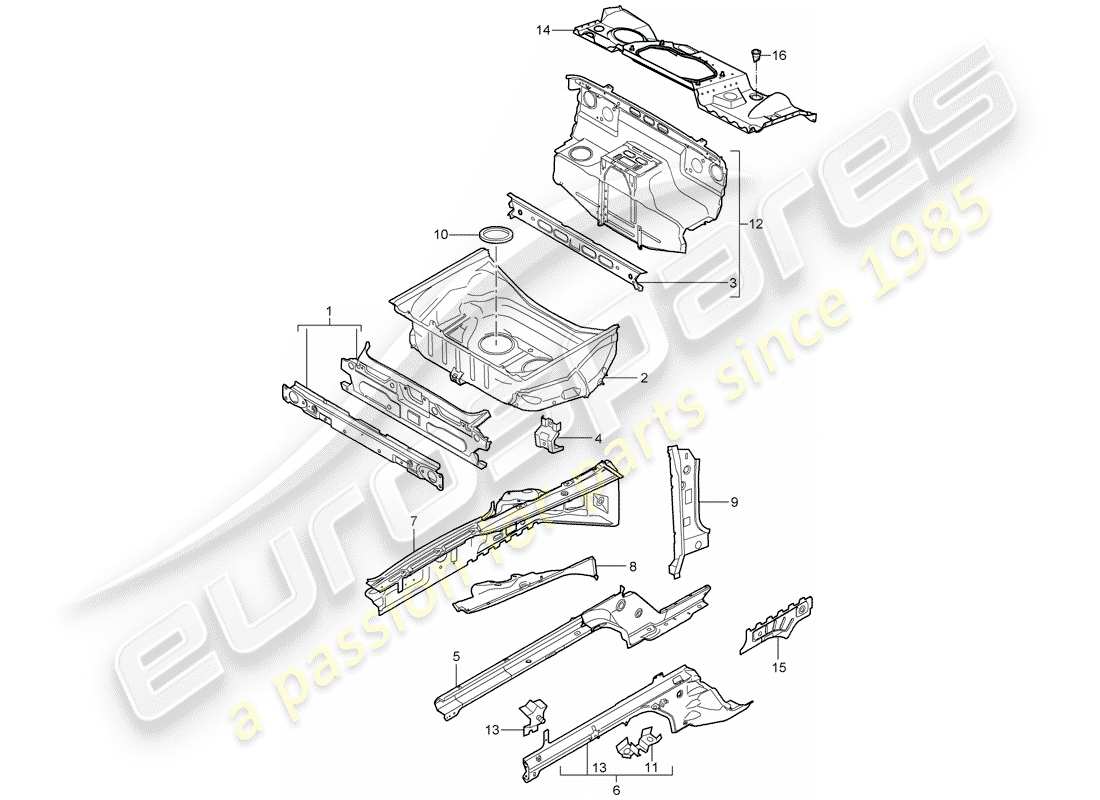 porsche 2007 (987 cayman) front end part diagram