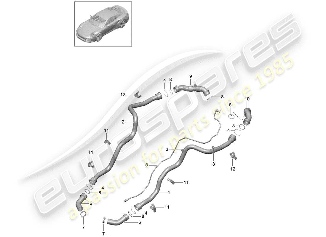 porsche 2017 (991-2 turbo) water cooling part diagram