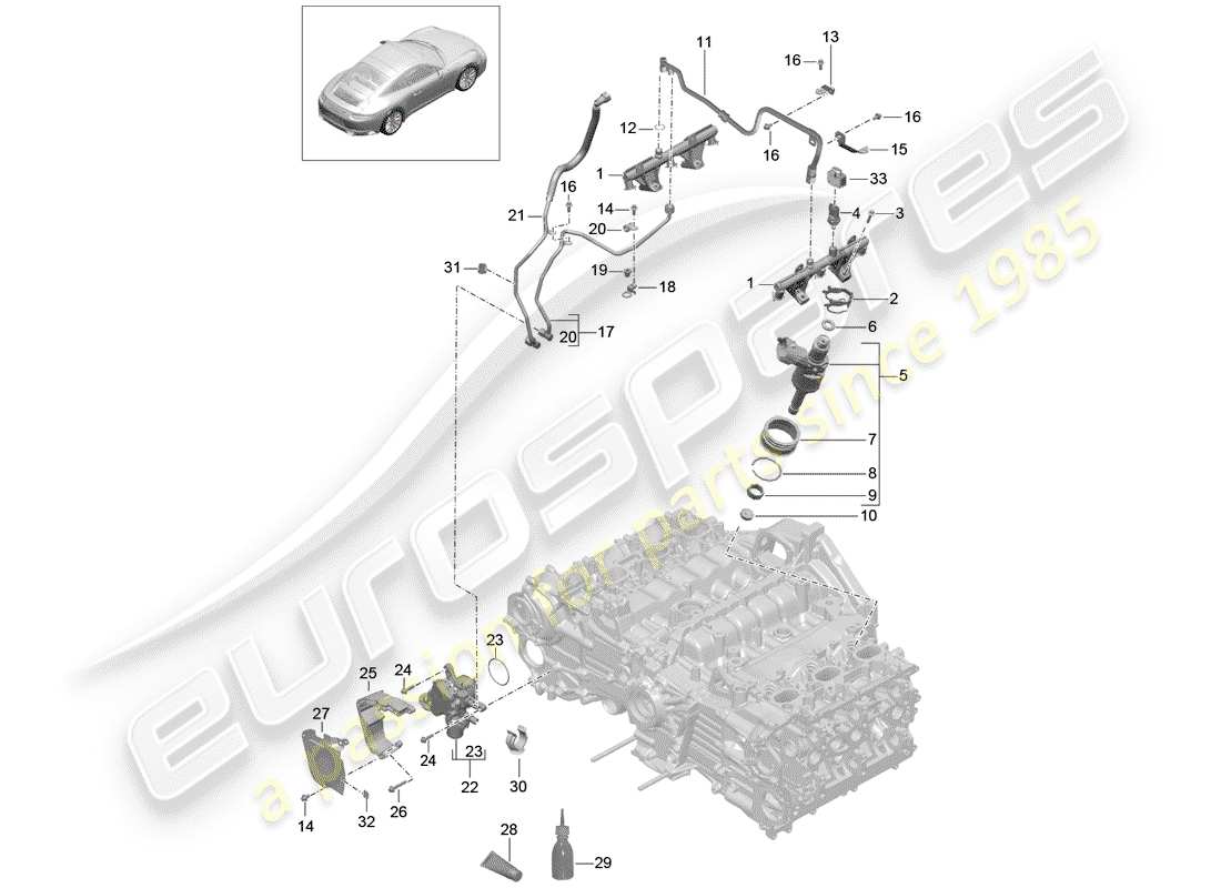 porsche 2017 (991-2 turbo) fuel collection pipe parts diagram