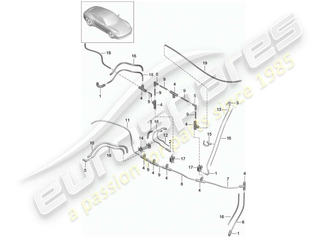 porsche 2012 (991-1) vacuum system part diagram