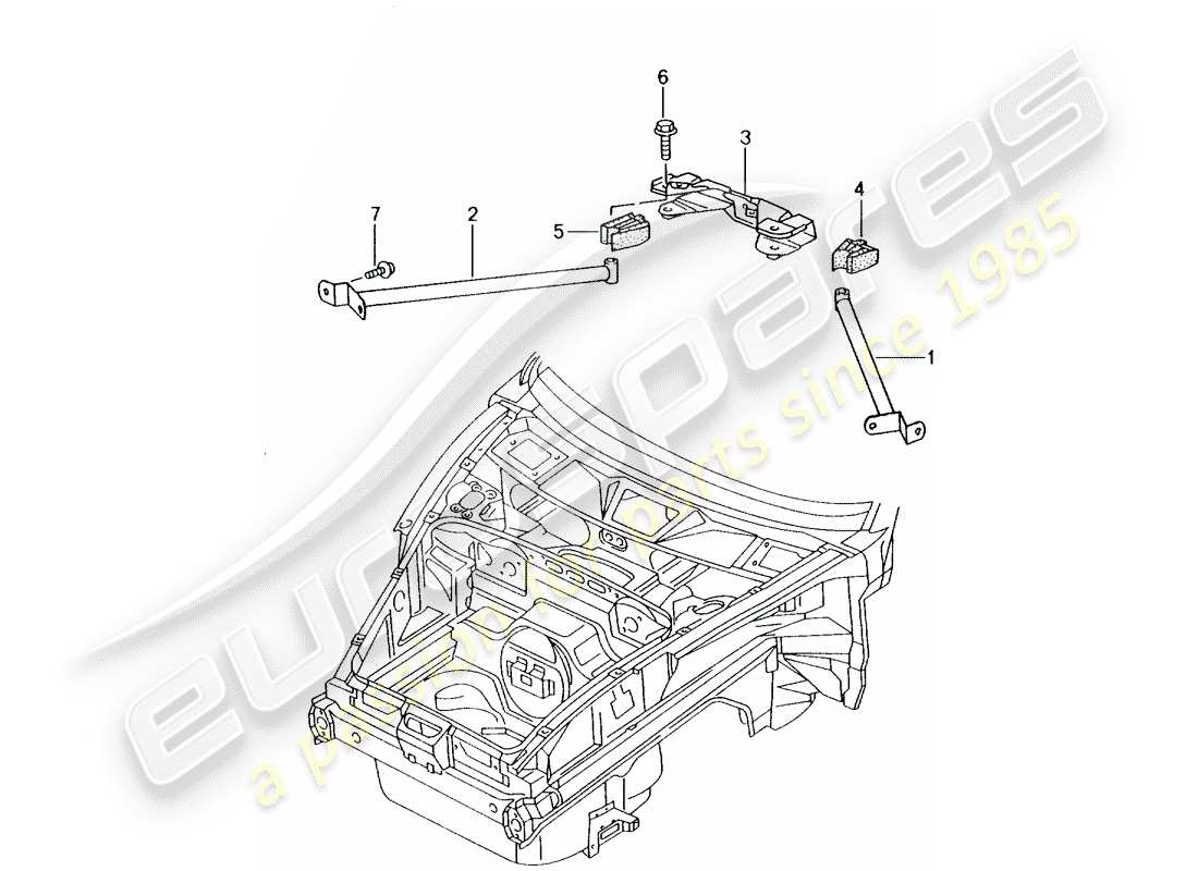 porsche 2001 (986 boxster) dome strut parts diagram
