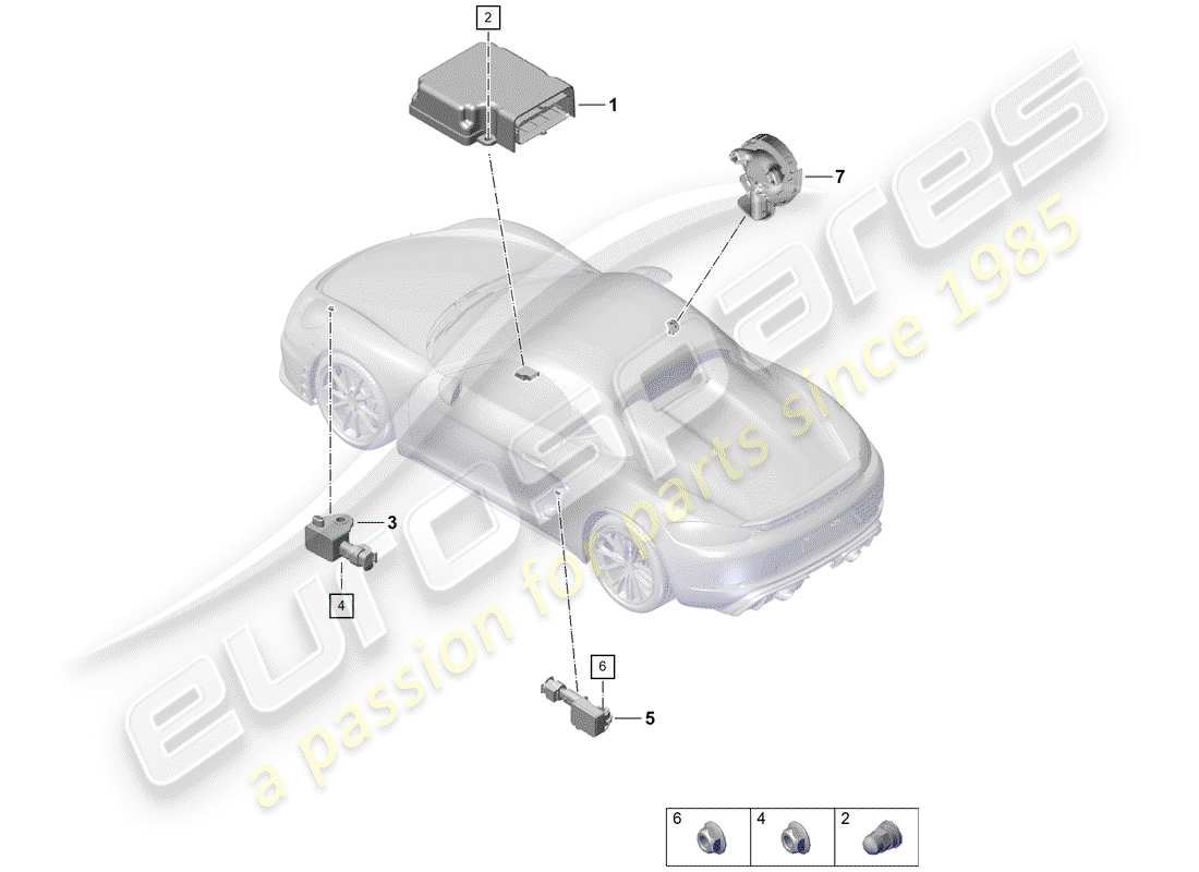 porsche 2020 (718 boxster spyder) air bag control module parts diagram