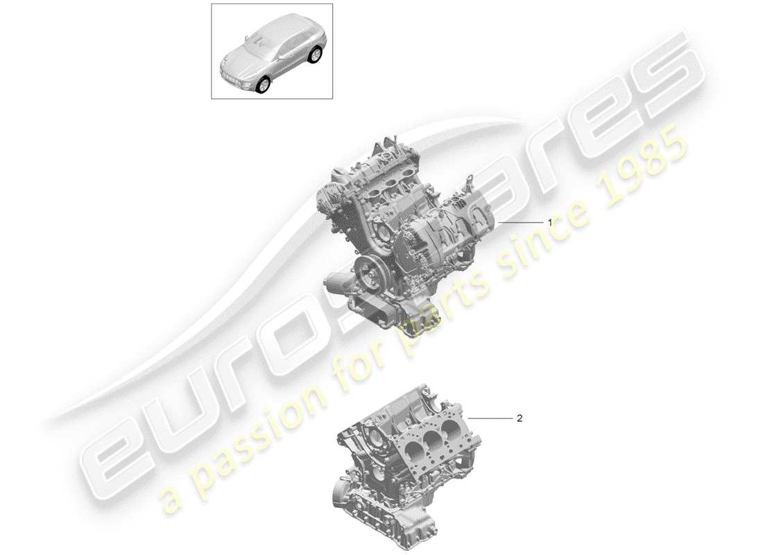 porsche macan (2018) long block part diagram