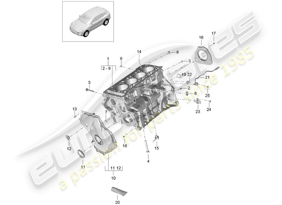 porsche macan (2018) crankcase part diagram