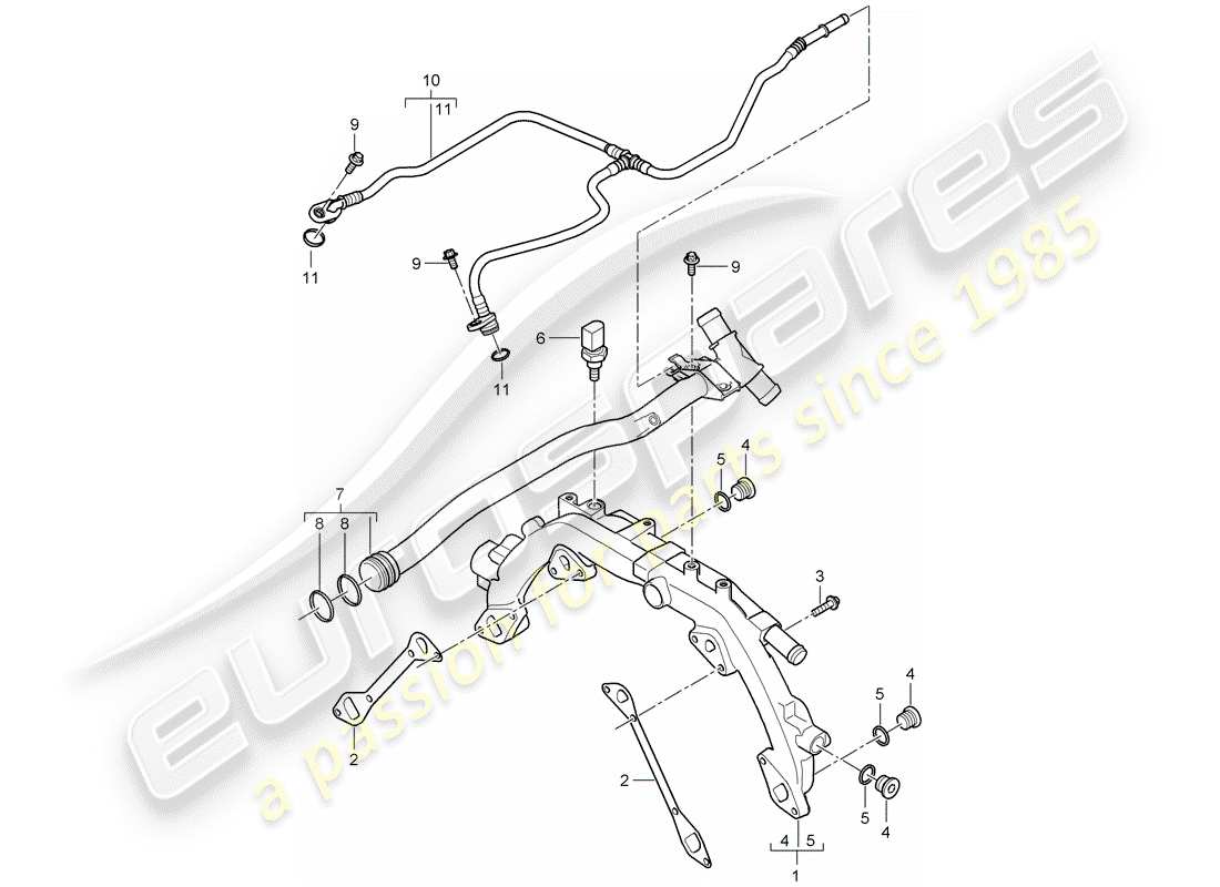 porsche 2010 (cayenne e1 9pa) water cooling 1 part diagram