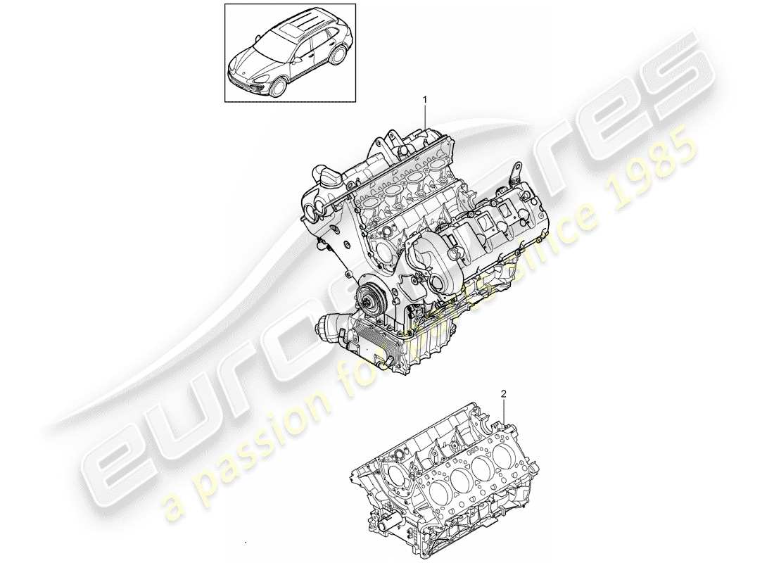 porsche 2010 (cayenne e1 9pa) long block part diagram
