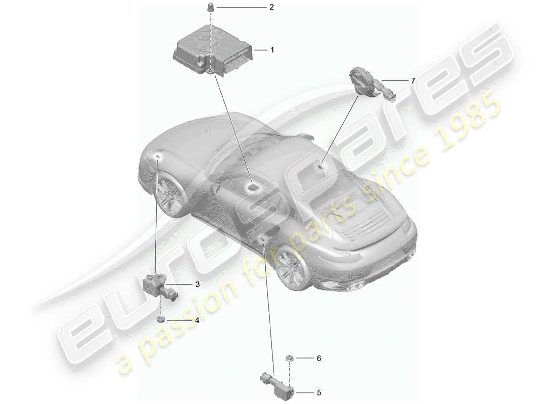 porsche 991 turbo (2016) air bag control module part diagram