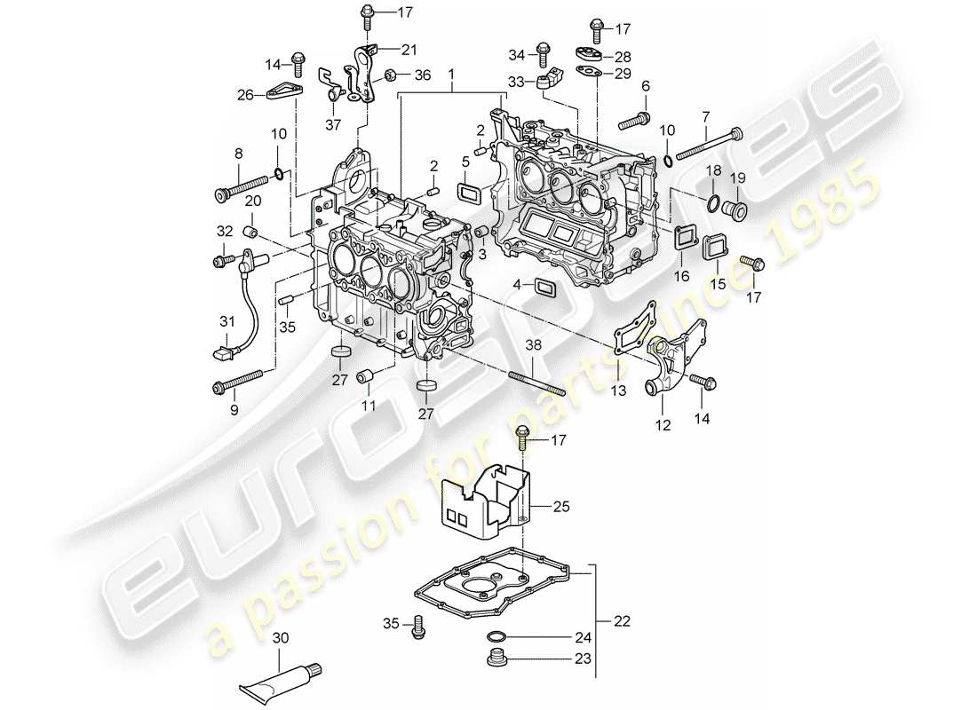 porsche 2008 (987 cayman) crankcase part diagram