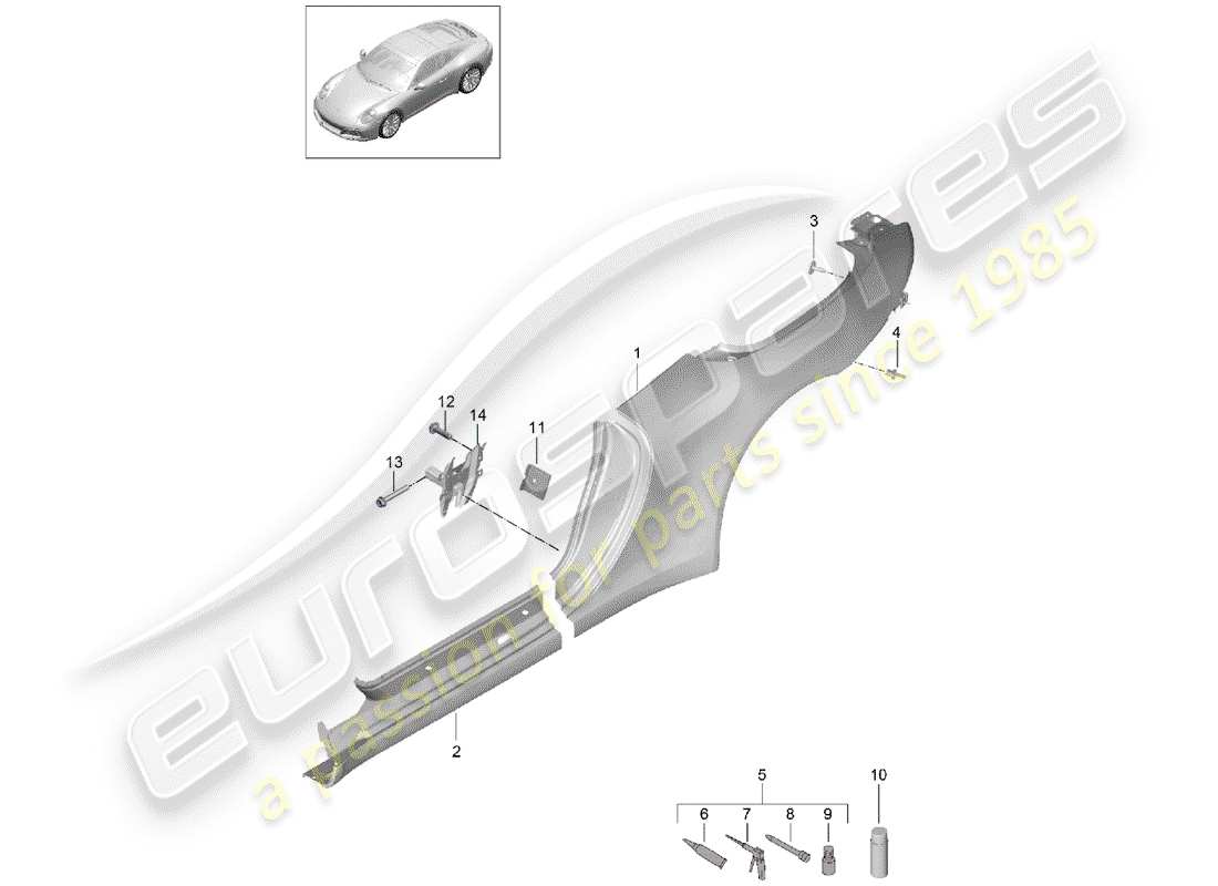 porsche 2017 (991-2) side panel part diagram
