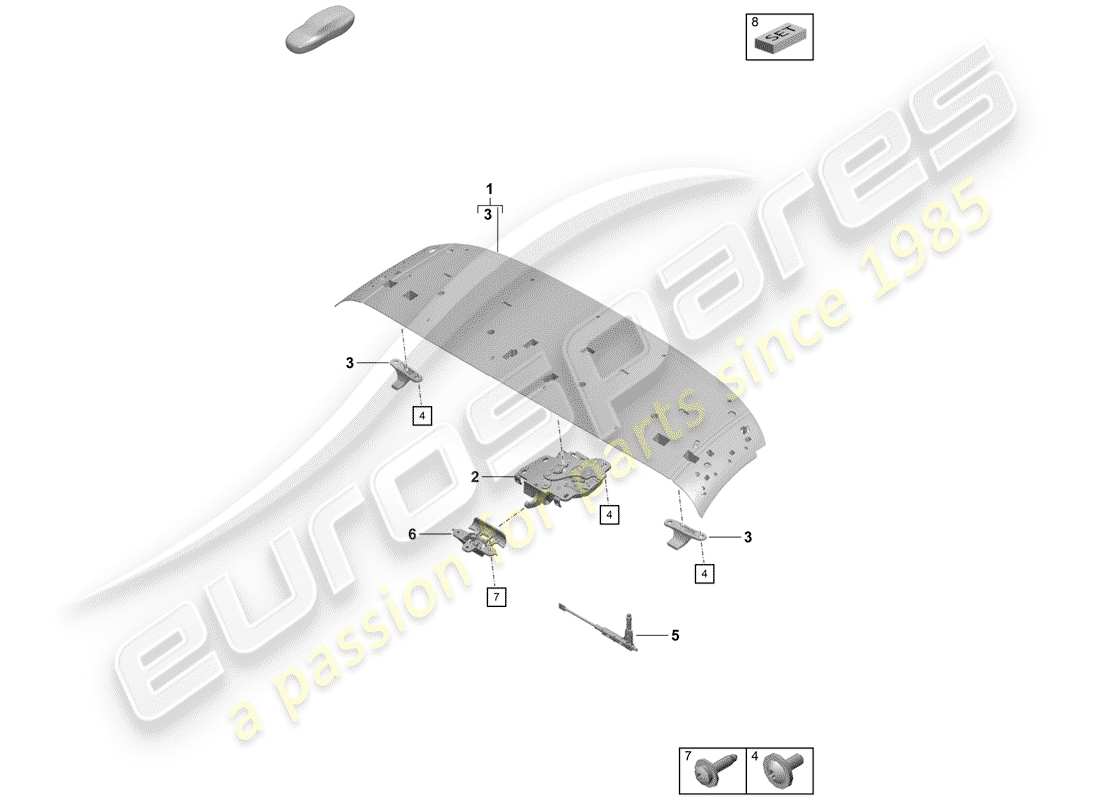 porsche 2019 (718 boxster spyder) top frame part diagram