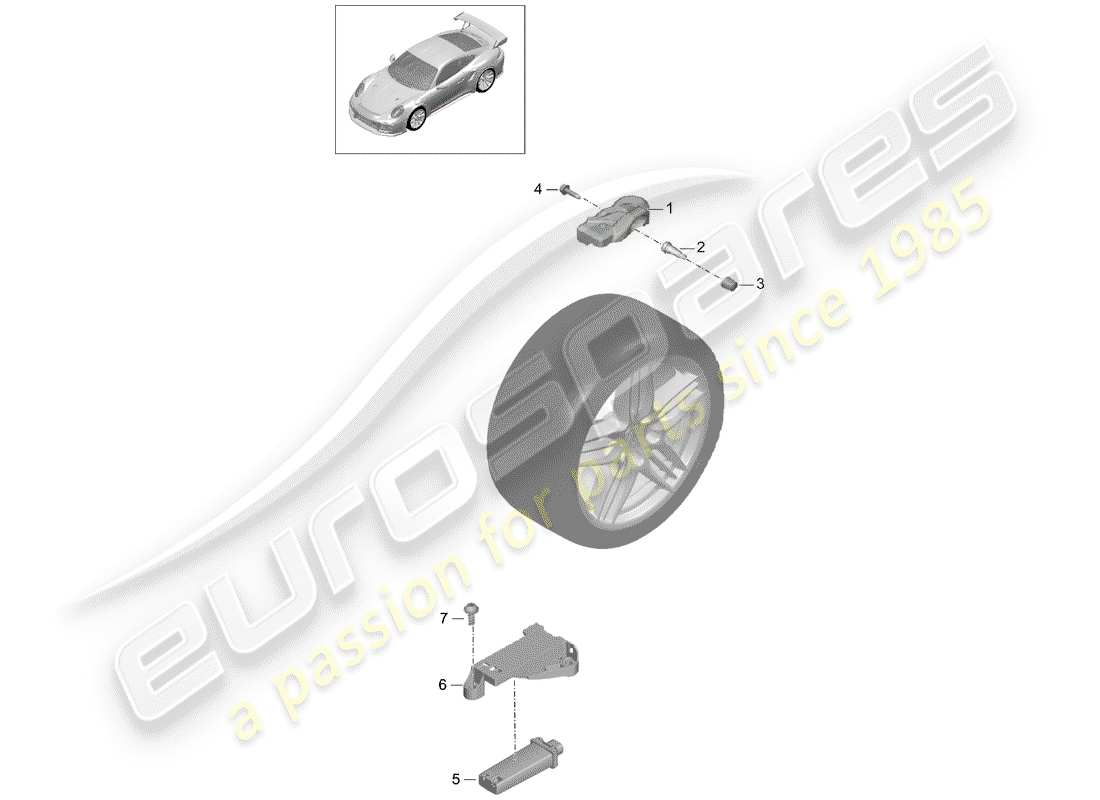 porsche 991 turbo (2015) tire pressure control system part diagram